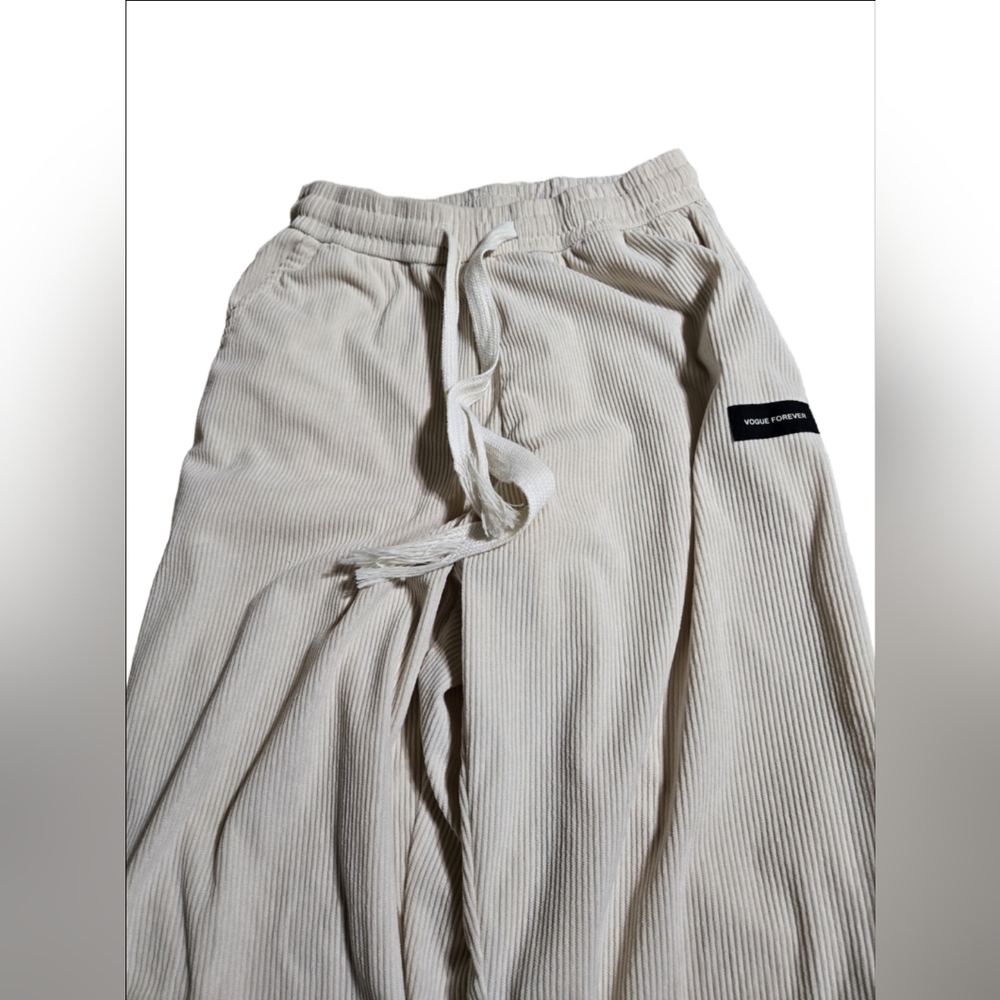 Womens Stylish cream Corduroy pants perfect for any occasion. Comfy Soft Large - Picture 4 of 5